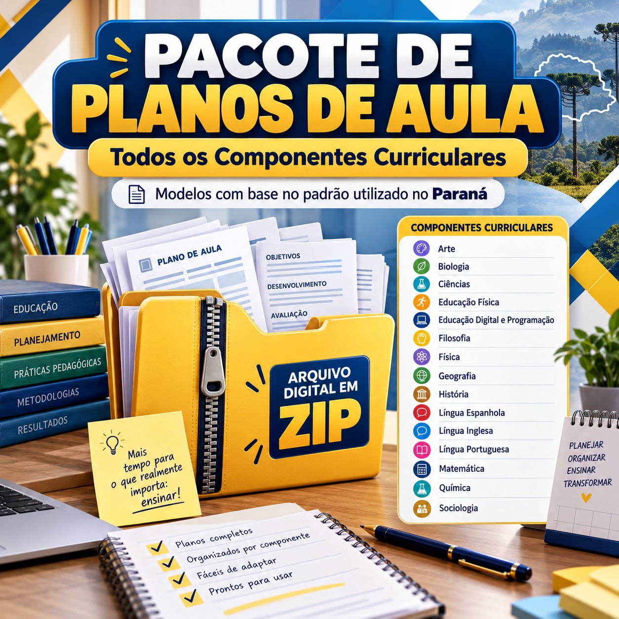 Capa de Pacote de Planos de Aula – 15 Componentes Curriculares