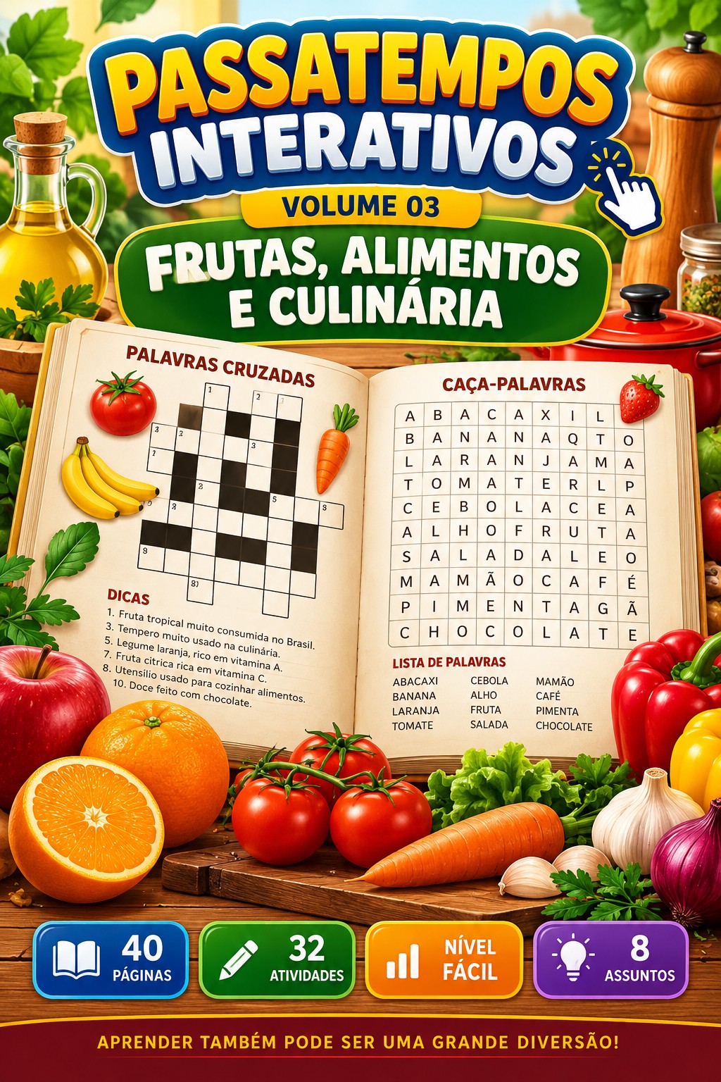 Capa de PASSATEMPOS INTERATIVOS – VOLUME 03